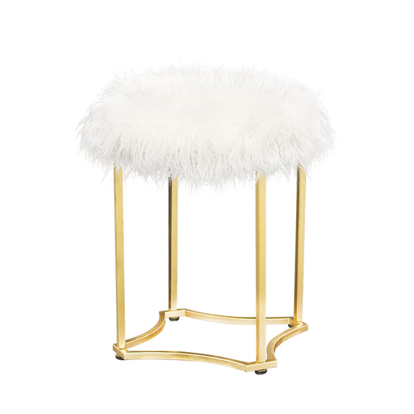 Alpaca Fur Stool | Luxury Metal Furniture Seat - Galore Home