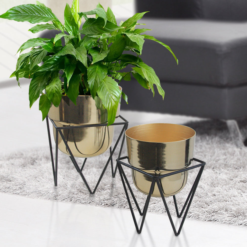 mini metal plant pots Jigsaw Metal Planter with Stand