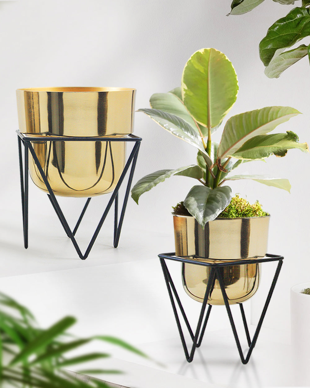 Jigsaw Metal Planter with Stand | Galore Home: Luxury Home Decor, Elegant Home Furnishings, Stylish Home Accents & Contemporary Home Accessories