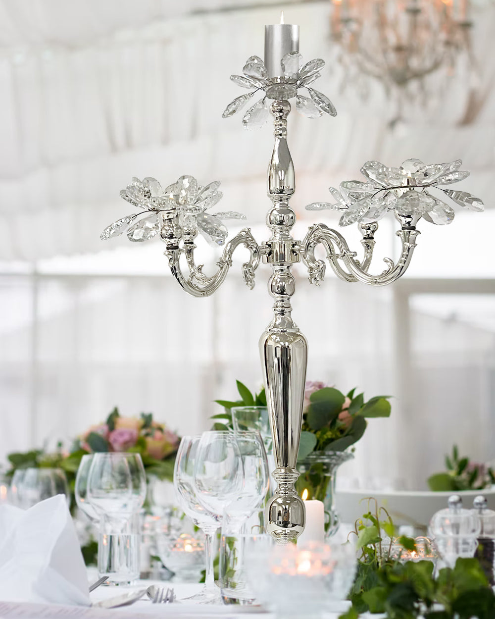 5 Arm Crystal Petal Candelabra Candle Holder | Galore Home: Luxury Home Decor, Elegant Home Furnishings, Stylish Home Accents & Contemporary Home Accessories