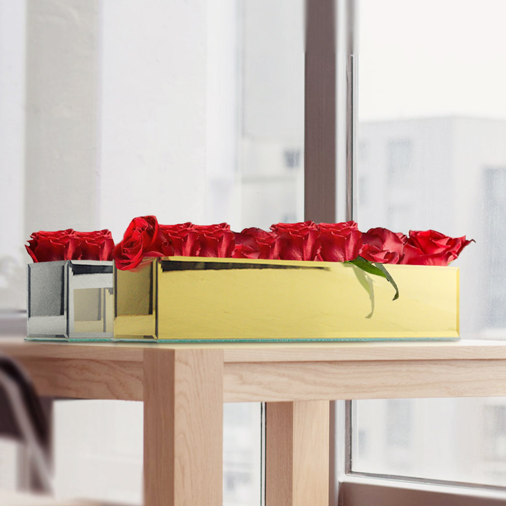mirrored planter pots Mirrored Glass Rectangle Planter | Modern Window Box Display