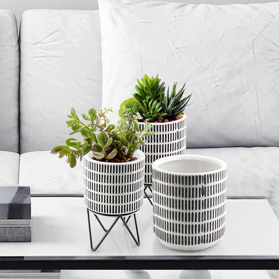 Ceramic Planter with Metal Stand | Galore Home: Luxury Home Decor, Elegant Home Furnishings, Stylish Home Accents & Contemporary Home Accessories