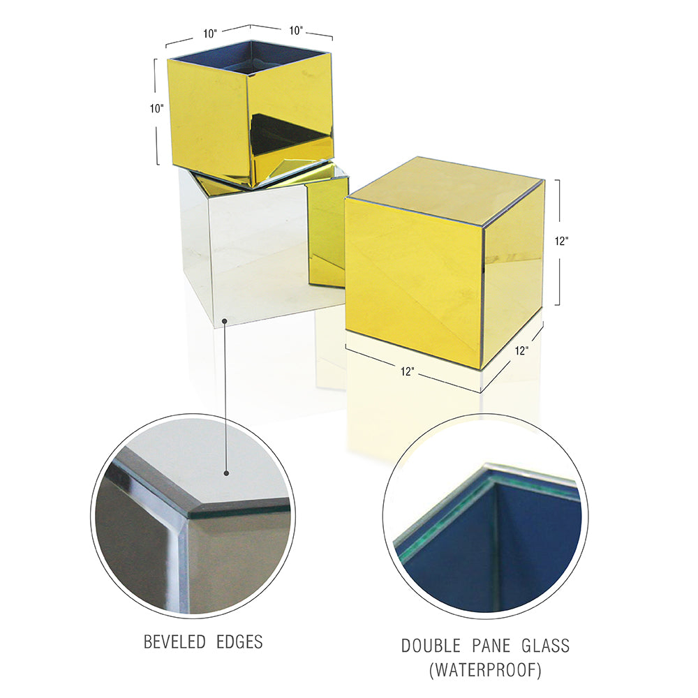 Reversible Mirror Floral Aquarium Cube | Galore Home: Luxury Home Decor, Elegant Home Furnishings, Stylish Home Accents & Contemporary Home Accessories