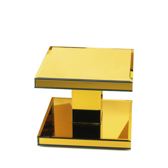 2 Tier Mirror Glass Display Stand