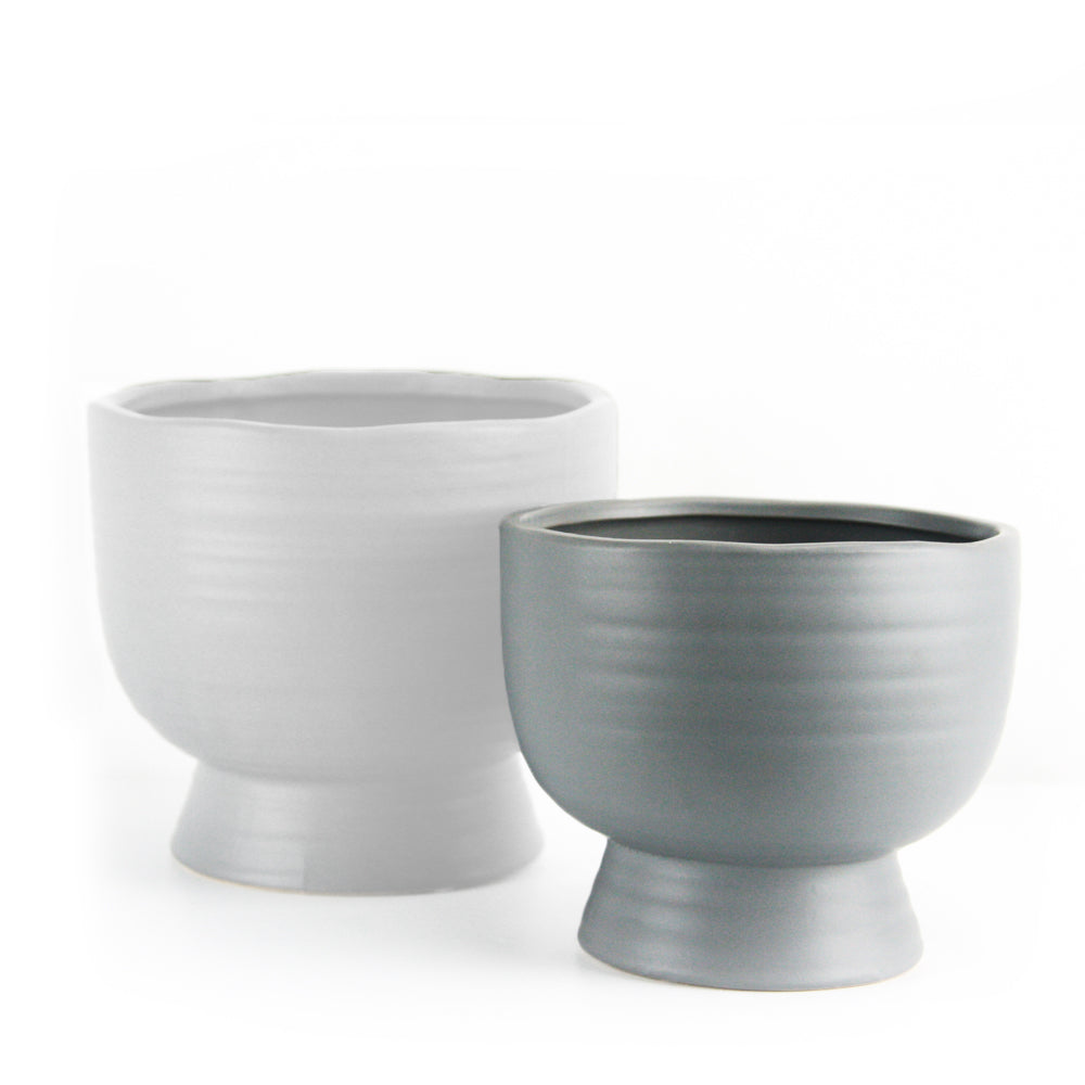 grey ceramic plant pot Mid Century Short Ceramic Pot for Home Garden Décor Small / Satin White by Galore Home