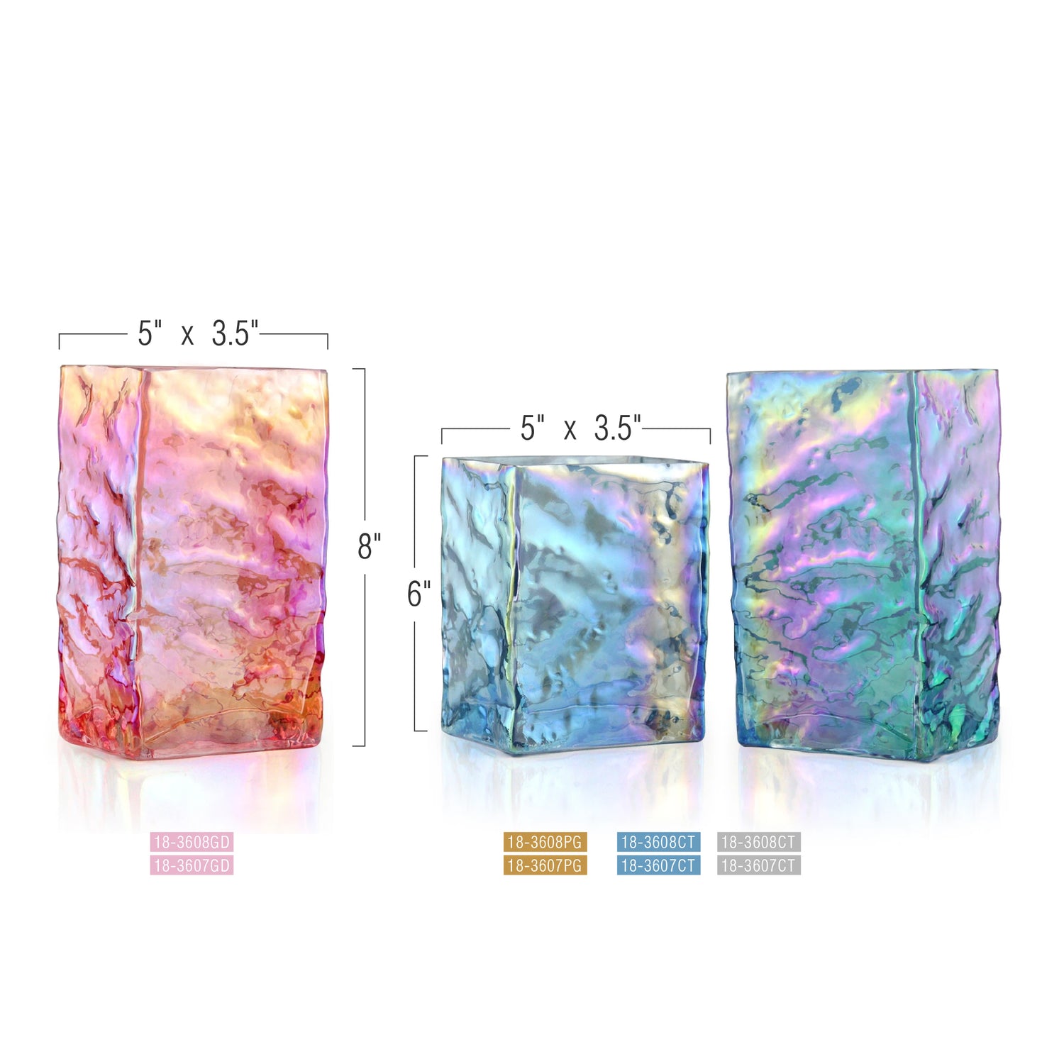 Rectangular Iridescent Glass Vase | Galore Home: Luxury Home Decor, Elegant Home Furnishings, Stylish Home Accents & Contemporary Home Accessories