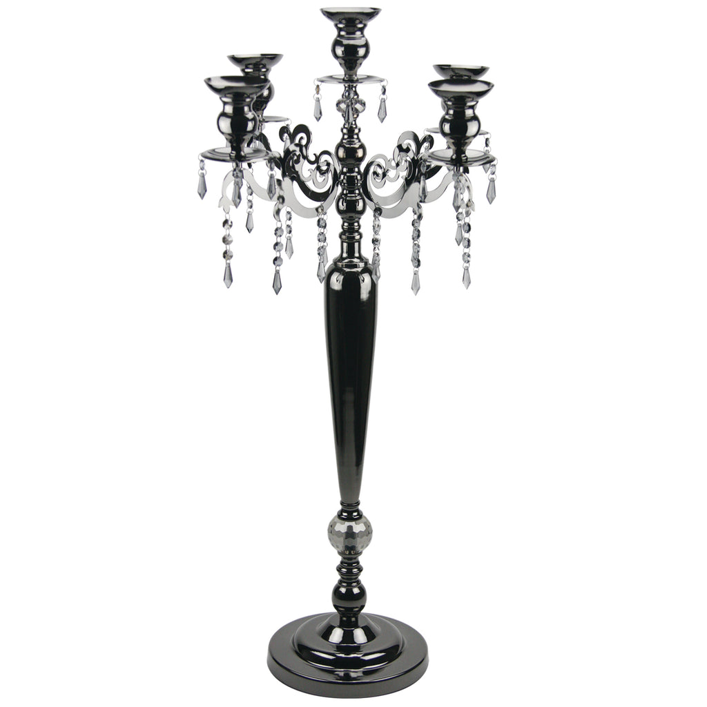 40" 5-Arm Black Crystal Candelabra Candle Holder | Galore Home: Luxury Home Decor, Elegant Home Furnishings, Stylish Home Accents & Contemporary Home Accessories