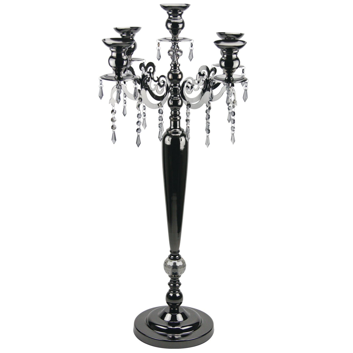 40" 5-Arm Black Crystal Candelabra Candle Holder | Galore Home: Luxury Home Decor, Elegant Home Furnishings, Stylish Home Accents & Contemporary Home Accessories