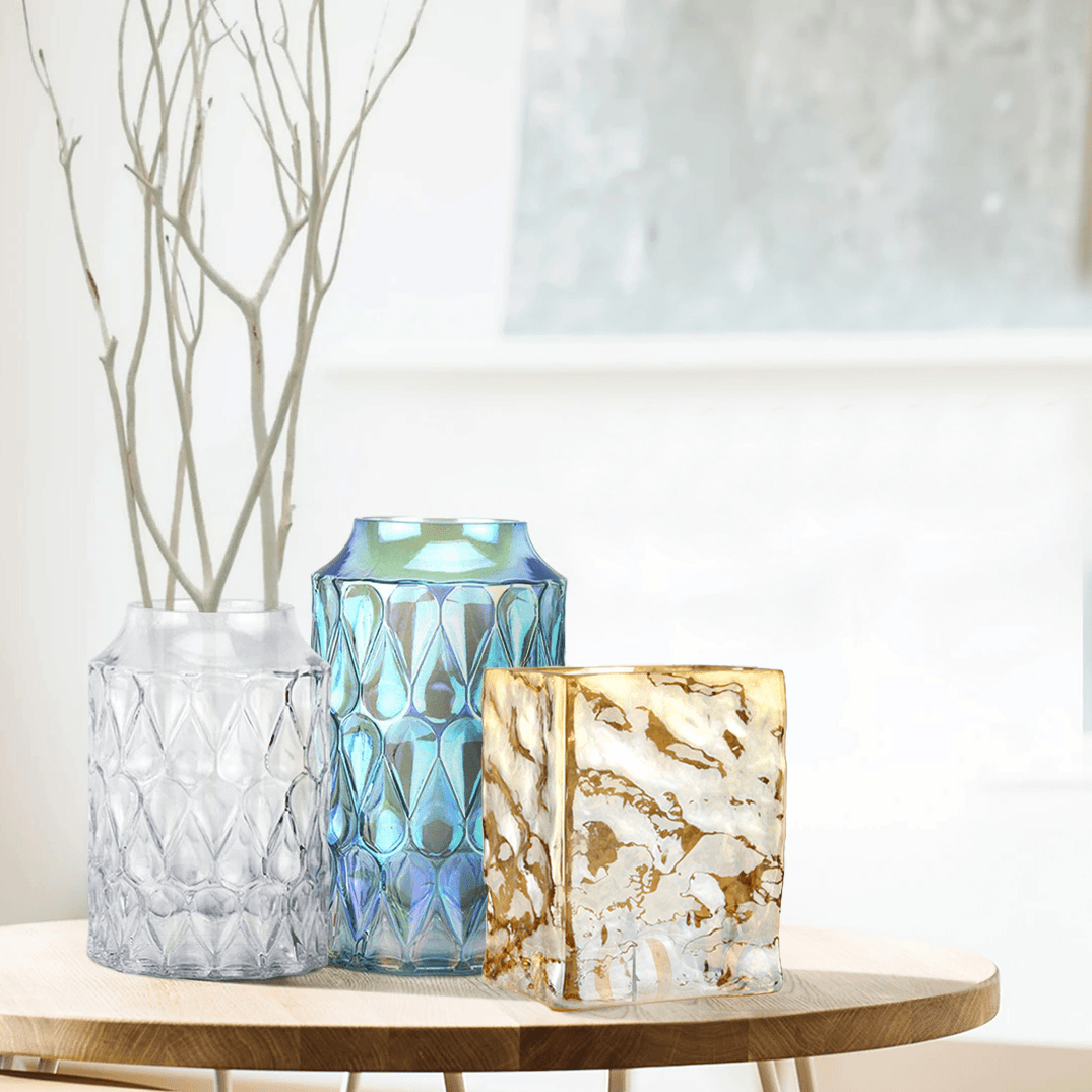 Rectangular Iridescent Glass Vase