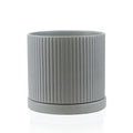 Ridged Ceramic Pot with Saucer | Galore Home: Luxury Home Decor, Elegant Home Furnishings, Stylish Home Accents & Contemporary Home Accessories