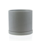 Ridged Ceramic Pot with Saucer | Galore Home: Luxury Home Decor, Elegant Home Furnishings, Stylish Home Accents & Contemporary Home Accessories
