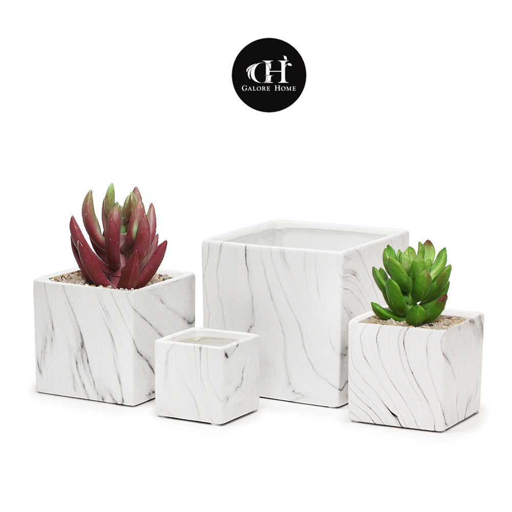 Square Indoor Ceramic Marble Pot | Galore Home: Luxury Home Decor, Elegant Home Furnishings, Stylish Home Accents & Contemporary Home Accessories