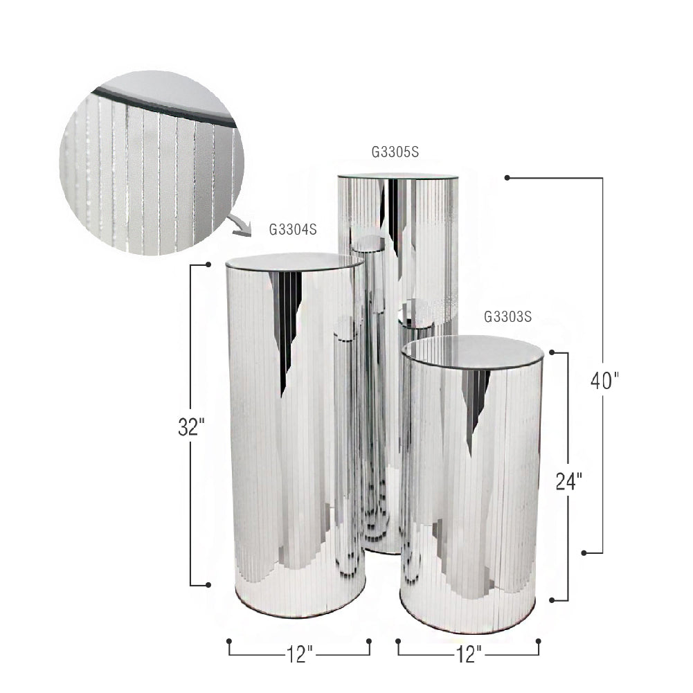 Mirrored Cylindrical Display Column/Pedestal | Galore Home: Luxury Home Decor, Elegant Home Furnishings, Stylish Home Accents & Contemporary Home Accessories