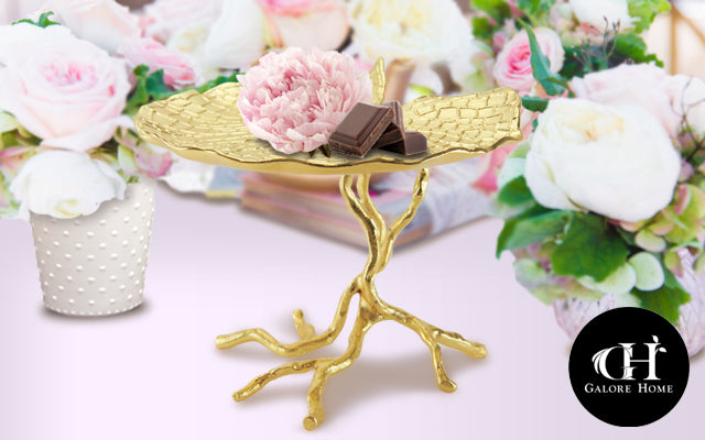 Golden Cake Stand Serving Tray | Galore Home: Luxury Home Decor, Elegant Home Furnishings, Stylish Home Accents & Contemporary Home Accessories