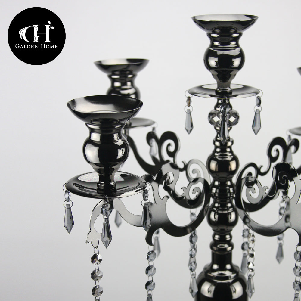 40" 5-Arm Black Crystal Candelabra Candle Holder | Galore Home: Luxury Home Decor, Elegant Home Furnishings, Stylish Home Accents & Contemporary Home Accessories