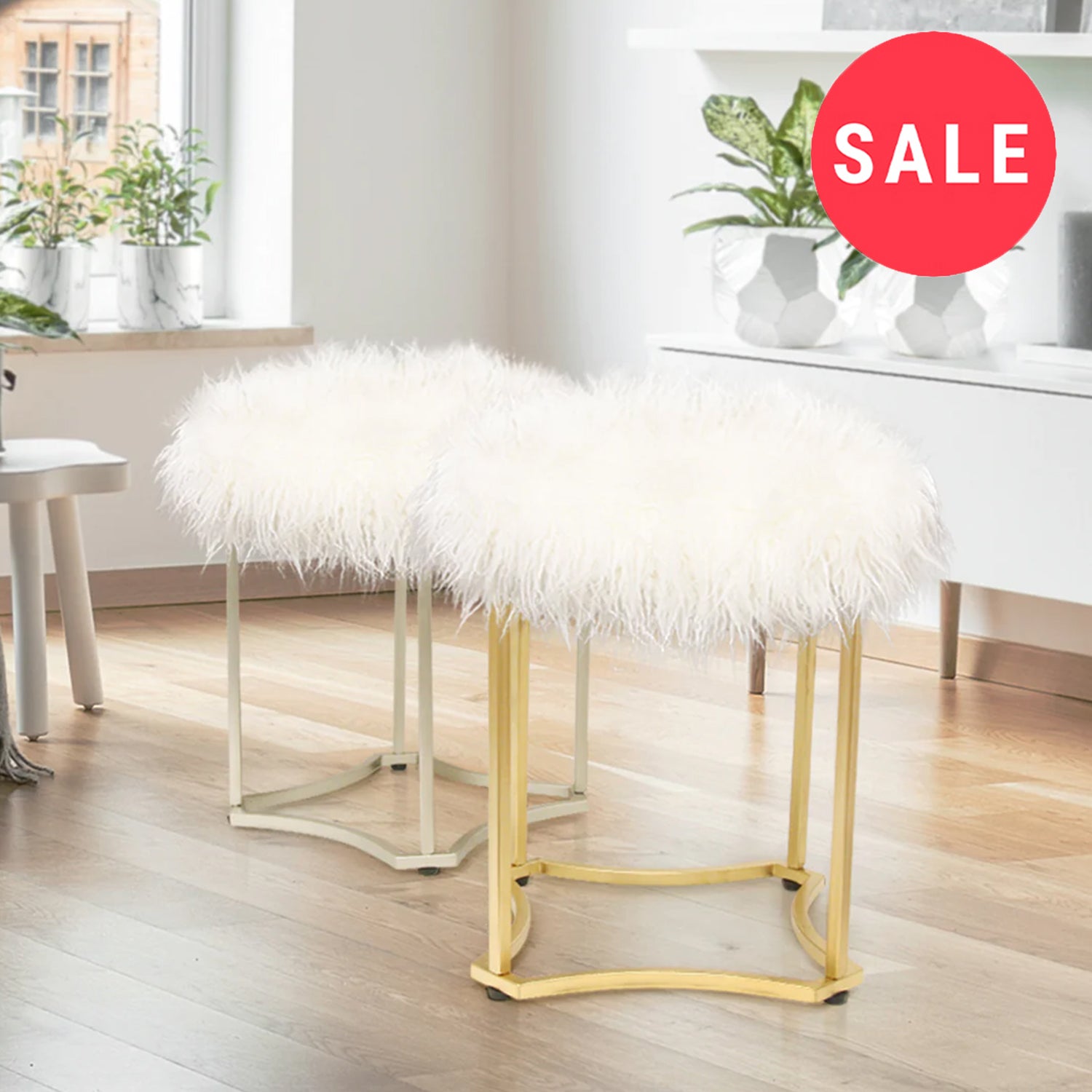 Cheap discount fur stool