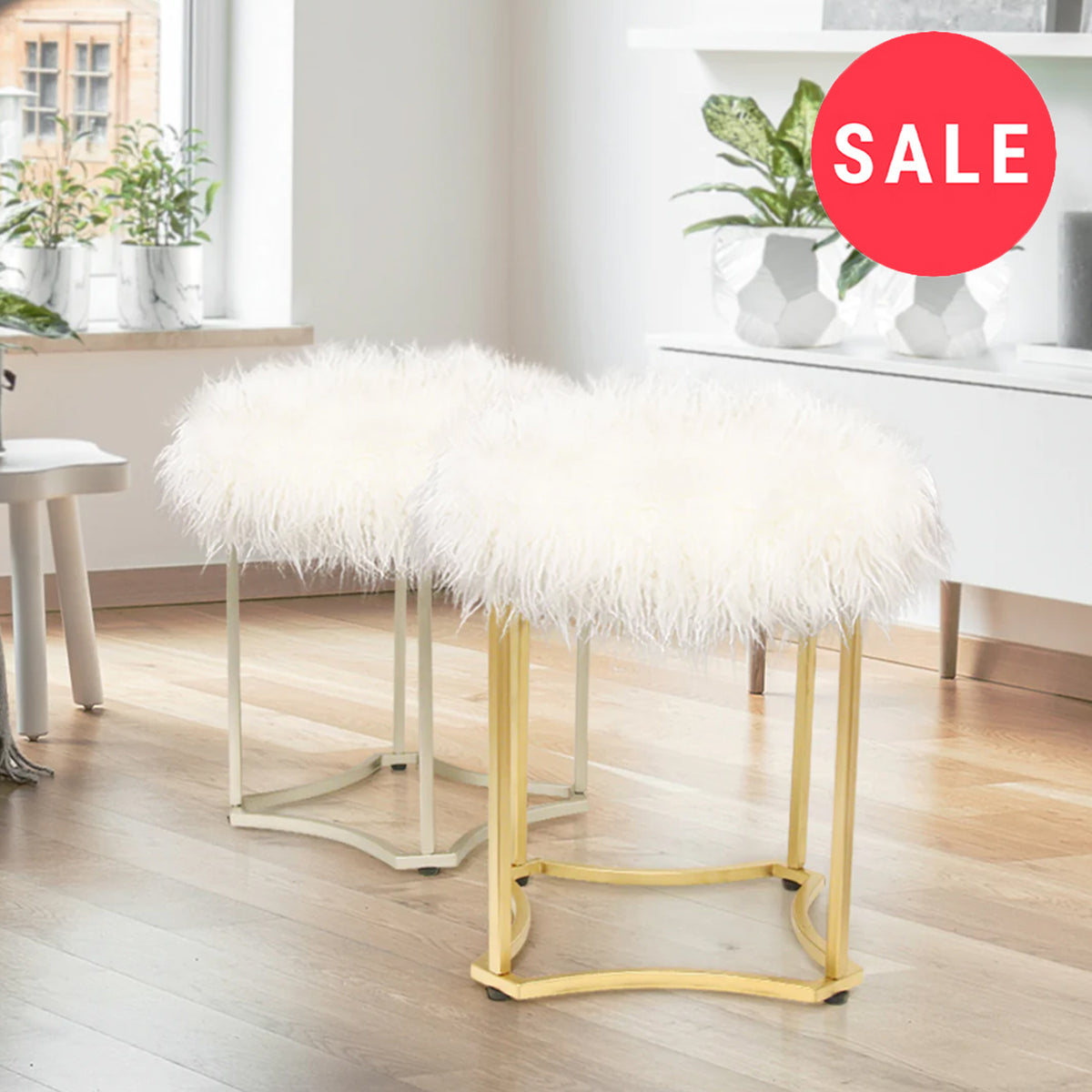 Alpaca Fur Stool | Galore Home: Luxury Home Decor, Elegant Home Furnishings, Stylish Home Accents & Contemporary Home Accessories