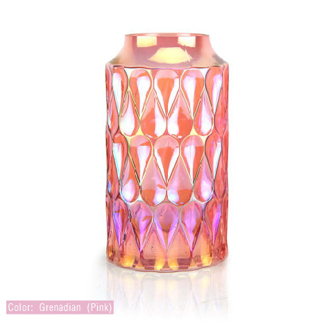 Cylindrical Iridescent Glass Vase