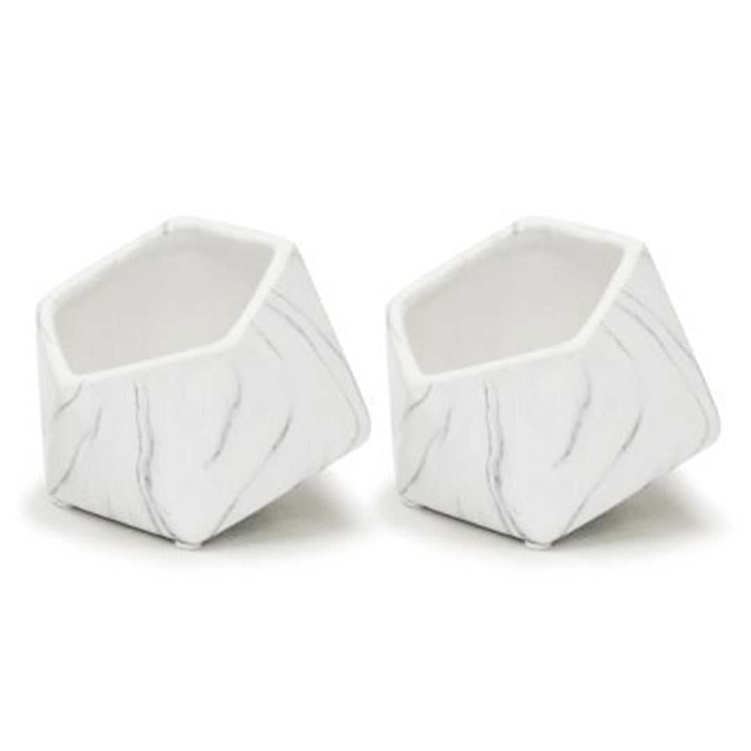 small white ceramic plant pots Indoor Ceramic Marble Planter White / Large by Galore Home